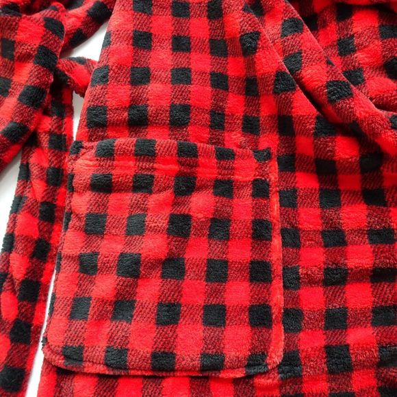 POLO RALPH LAUREN Men's Robe Sleep Fleece Plush Plaid Buffalo Red Black L/XL NWT - Picture 10 of 14
